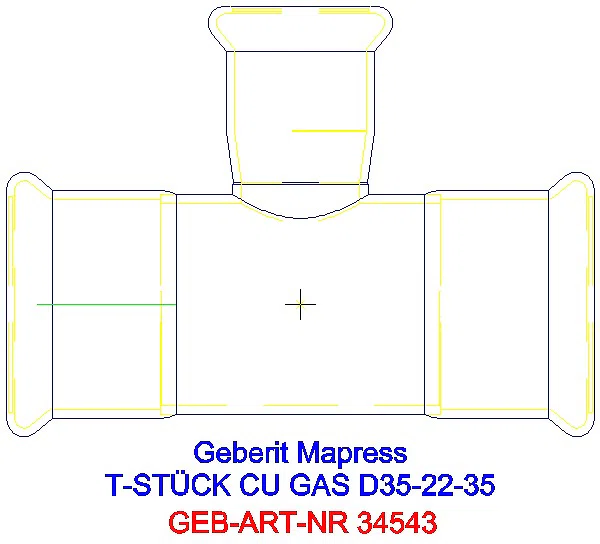GE Mapress Kupfer T-Stück reduziert (Gas) d35-22-35_34543_A