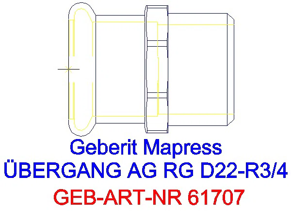 GE Mapress Kupfer Übergang mit AG Rg d22-R3/4_61707_A