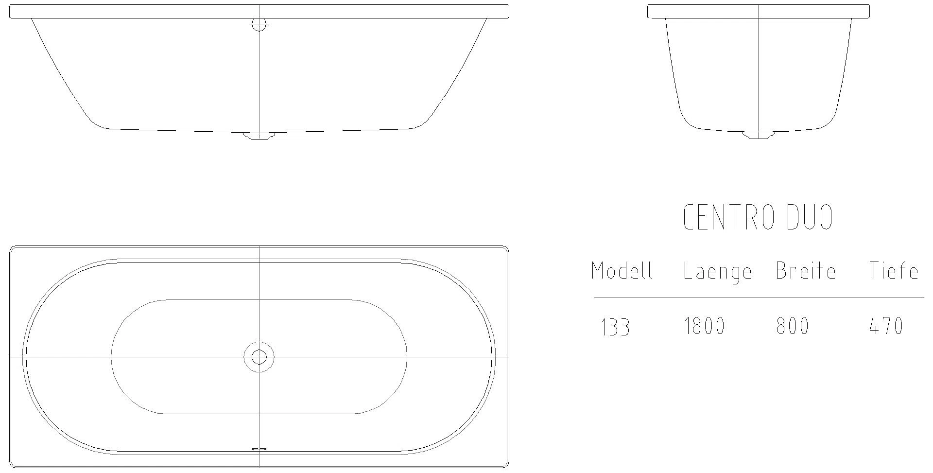 KALDEWEI CENTRO DUO Badewanne, 1800x800 mm, Modell-Nr: 133