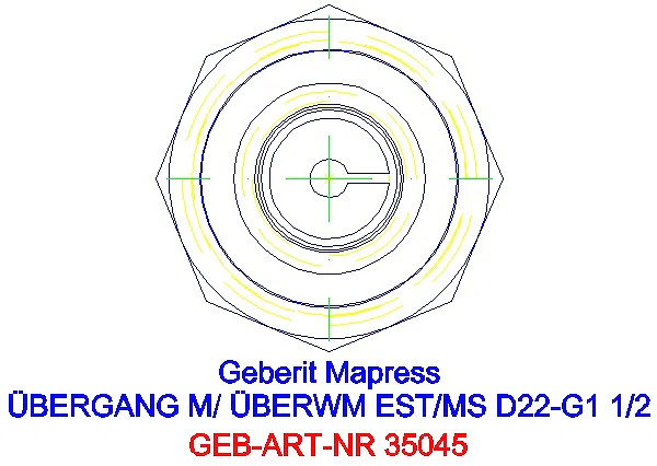 GE Mapress Edelstahl Übergang mit Überwurfmutter d22-G1 1/2_35045_L