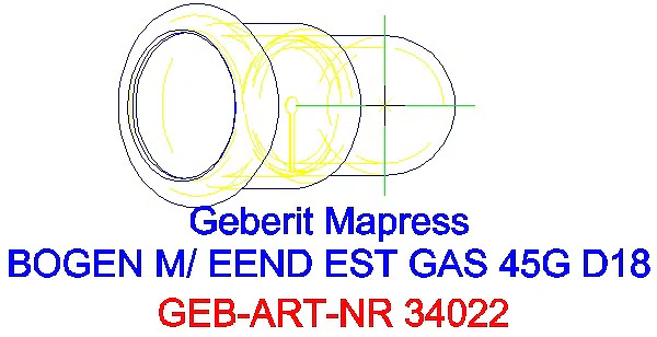 GE Mapress Edelstahl Bogen 45Gr d18 mit Einschubende (Gas)_34022_G