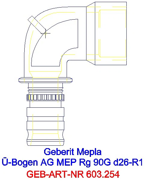 GE Mepla Übergangsbogen 90Gr mit AG Rg d26-R1_603.254.00.5_L
