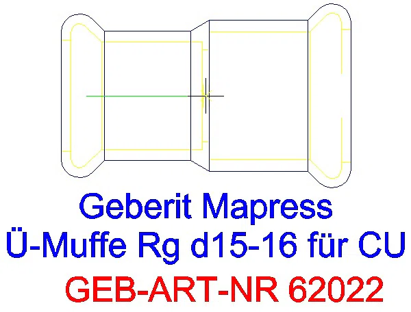 GE Mapress Kupfer Übergangsmuffe Rg d15-16_62022_A
