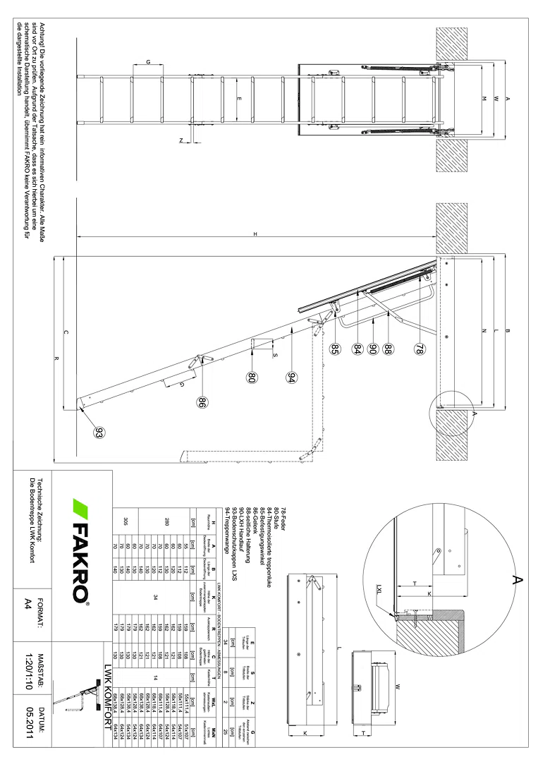 LWK Komfort Mehrteilige Bodentreppe aus Holz - Detail