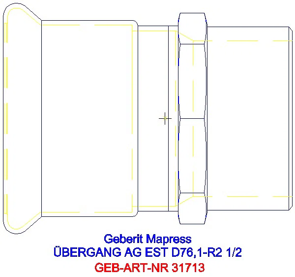 GE Mapress Edelstahl Übergang mit AG d76,1-R2 1/2_31713_G