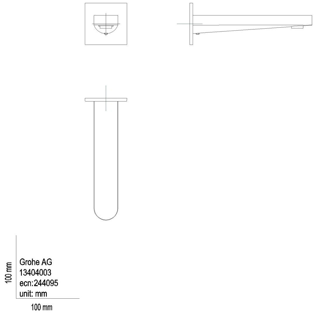 GROHE Wanneneinlauf Plus 13404_3 Ausladung 168mm hard graphite gebürstet
