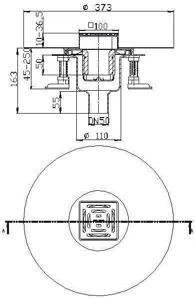 DALLMER Bodenablauf DallDrain Select senkr., DN50/DN100, 100x100mm