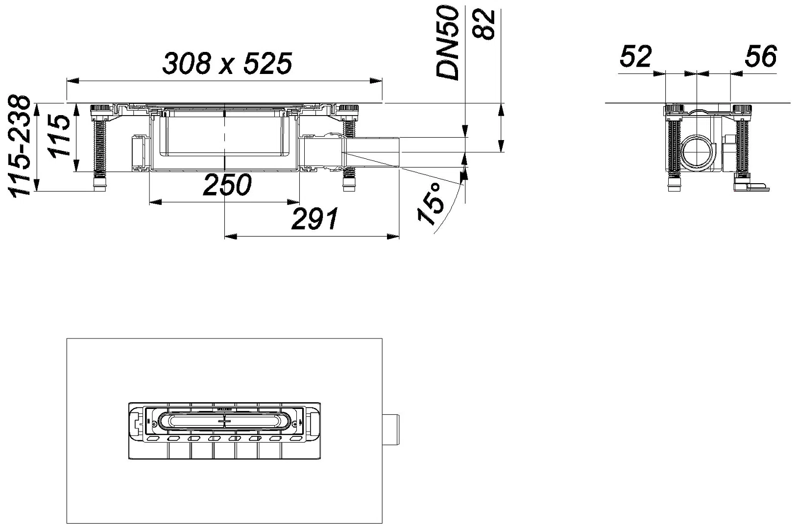 DALLMER Ablaufgehäuse DallFlex 2.0 115, DN 50