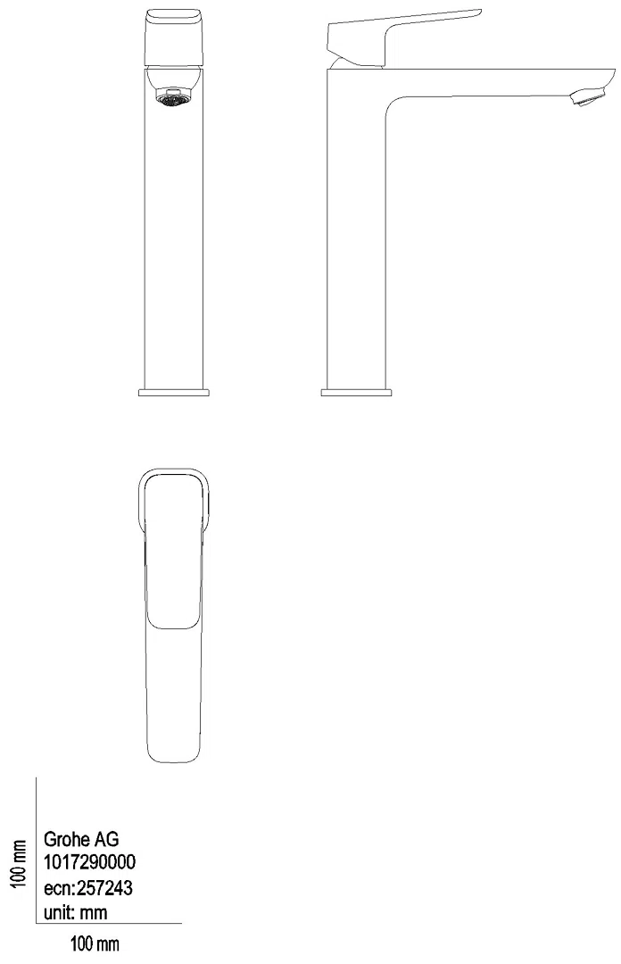 GROHE EH-WT-Batt. Cubeo 101780 XL-Size glatter Körper Mittelstellung kalt chrom