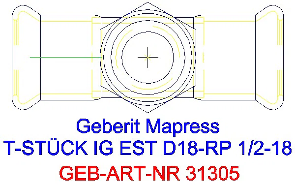 GE Mapress Edelstahl T-Stück mit IG d18-Rp1/2-18_31305_G