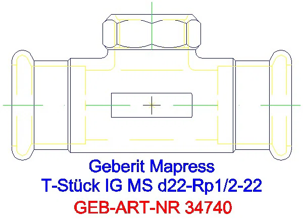 GE Mapress Kupfer T-Stück mit IG Gas d22-Rp1/2-22_34740_A