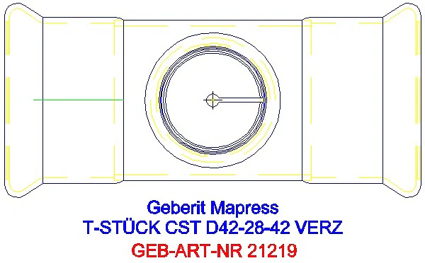 GE Mapress C-Stahl T-Stück reduziert d42-28-42 verzinkt_21219_G