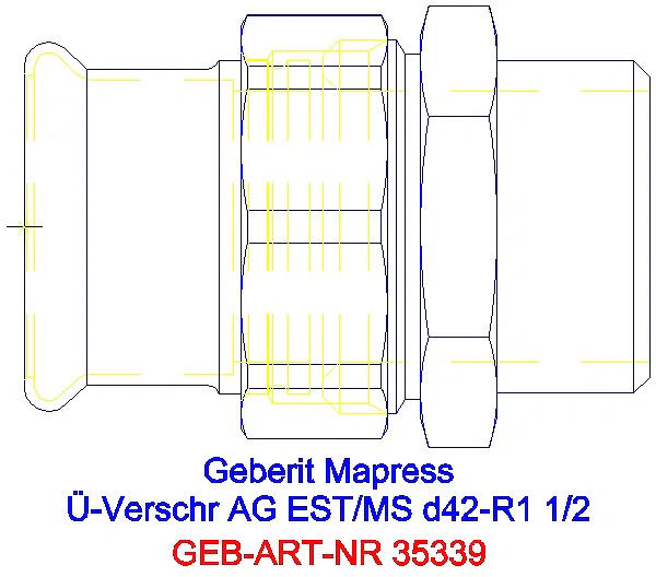 GE Mapress Edelstahl Übergangsverschr. mit AG d42-R1 1/2_35339_A