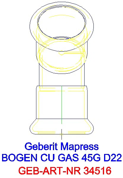 GE Mapress Kupfer Bogen 45Gr (Gas) d22_34516_L