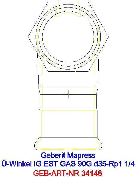 GE Mapress Edelstahl Übergangswinkel 90Gr mit IG (Gas) d35-Rp1 1/4_34148_L