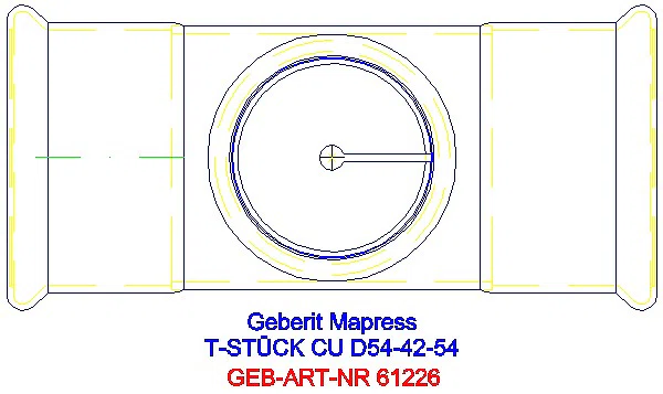 GE Mapress Kupfer T-Stück reduziert d54-42-54_61226_G