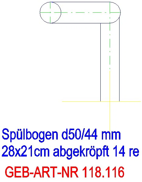 GE Spülbogen 90Gr 28x21 cm rechts gekröpft 14 cm weiß-alpin d50/44_118.116.11.1_G