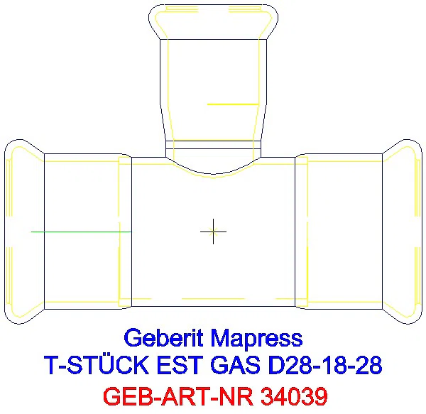 GE Mapress Edelstahl T-Stück reduziert (Gas) d28-18-28_34039_A