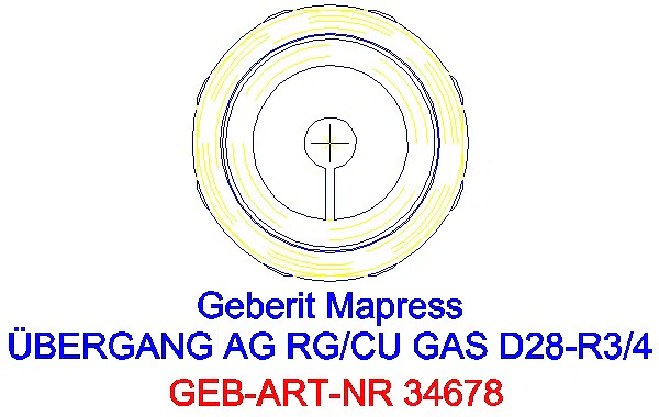 GE Mapress Kupfer Übergang mit AG (Gas) Rg d28-R3/4_34678_L
