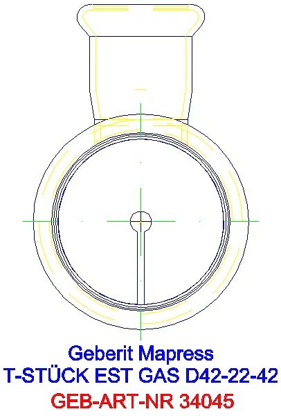 GE Mapress Edelstahl T-Stück reduziert (Gas) d42-22-42_34045_L