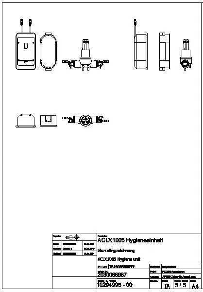 Hygieneeinheit, F5, Unterputzmontage, f. EHM F5 100 mm, f. Batt. oder Netzteil, ACLX1005
