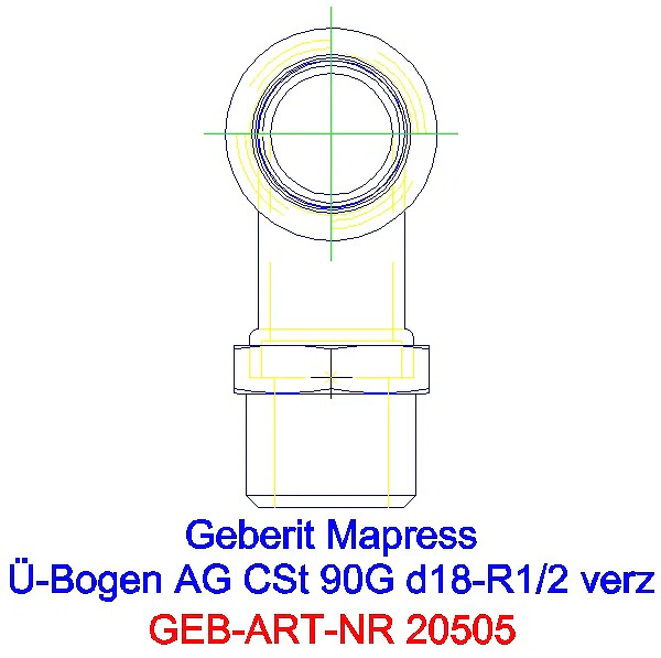 GE Mapress C-Stahl Übergangsbogen 90Gr mit AG d18-R1/2 verzinkt_20505_A