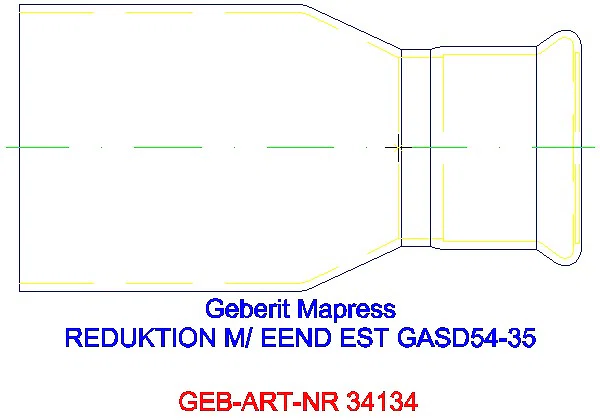 GE Mapress Edelstahl Reduktion mit Einschubende (Gas) d54-35_34134_L