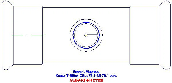 GE Mapress C-Stahl Kreuzstück reduziert d76,1-35-76,1_21128_G