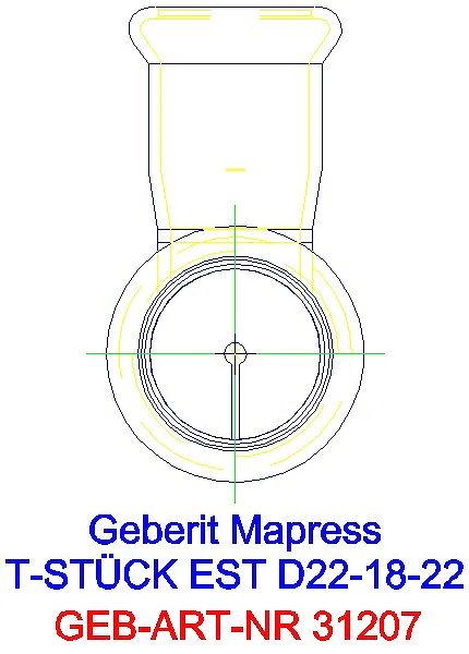 GE Mapress Edelstahl T-Stück reduziert d22-18-22_31207_L