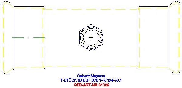 GE Mapress Edelstahl T-Stück mit IG (LABS-frei) d76.1-Rp3/4-76.1_81326_G