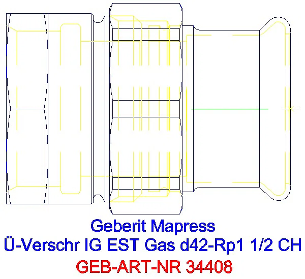GE Mapress Edelstahl Übergangsverschr. mit IG (Gas) d42-Rp1 1/2_34408_G