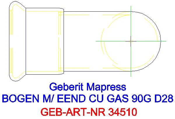GE Mapress Kupfer Bogen 90Gr mit Einschubende (Gas) d28_34510_G