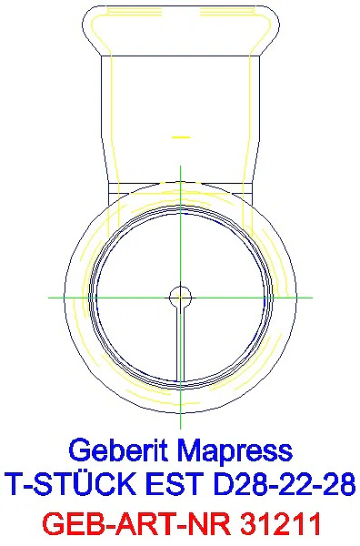 GE Mapress Edelstahl T-Stück reduziert d28-22-28_31211_L
