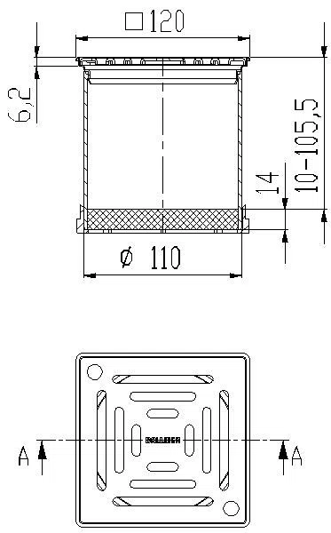 DALLMER Aufsatz EN 12, Rost verschraubt, 120 x 120 mm