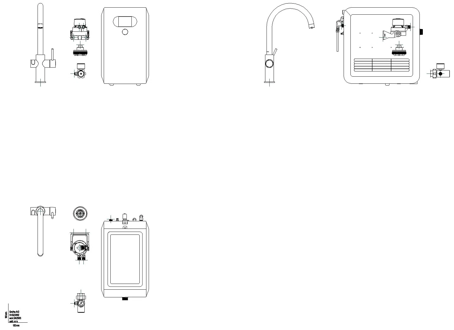 GROHE EHM-Set GROHE Blue Professional 31323_2 C-Auslauf BT/WIFI supersteel