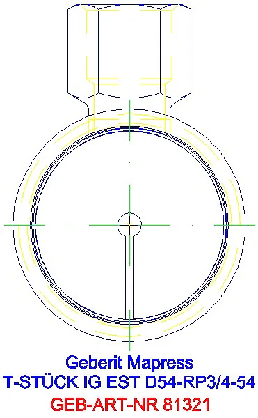 GE Mapress Edelstahl T-Stück mit IG (LABS-frei) d54-Rp3/4-54_81321_L
