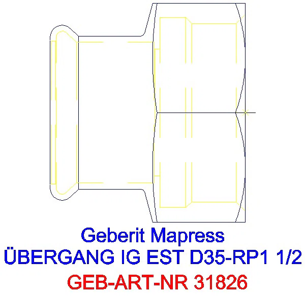 GE Mapress Edelstahl Übergang mit IG d35-Rp1 1/2_31826_A