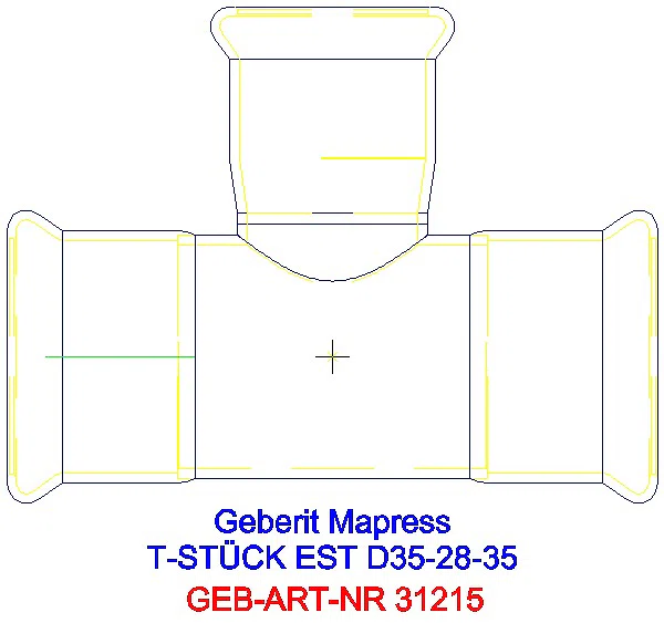 GE Mapress Edelstahl T-Stück reduziert d35-28-35_31215_A