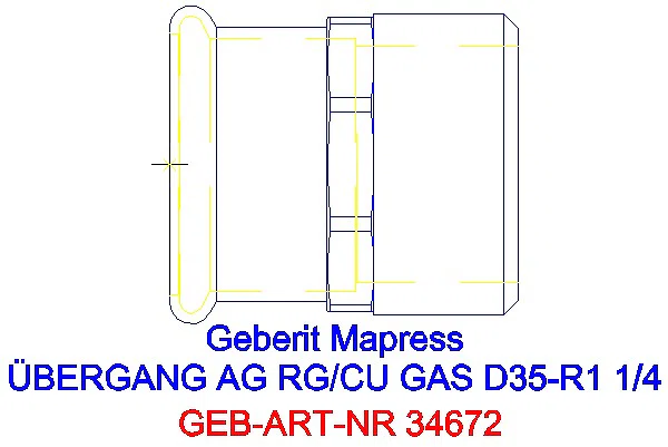 GE Mapress Kupfer Übergang mit AG (Gas) Rg d35-R1 1/4_34672_A