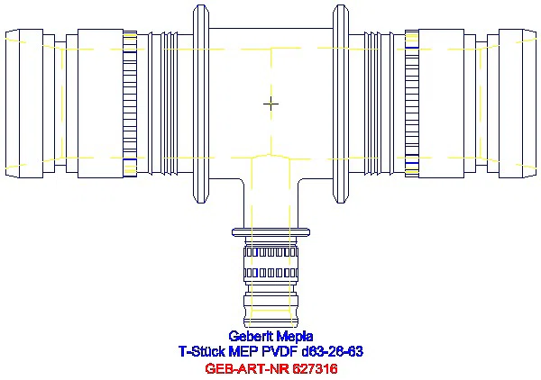 GE Mepla T-Stück reduziert PVDF d63-26-63_627.316.00.5_A