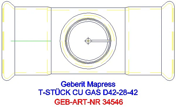 GE Mapress Kupfer T-Stück reduziert (Gas) d42-28-42_34546_G