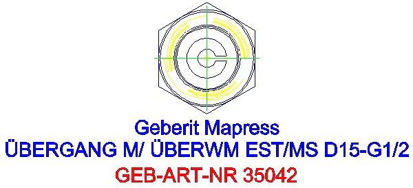 GE Mapress Edelstahl Übergang mit Überwurfmutter d15-G1/2_35042_L