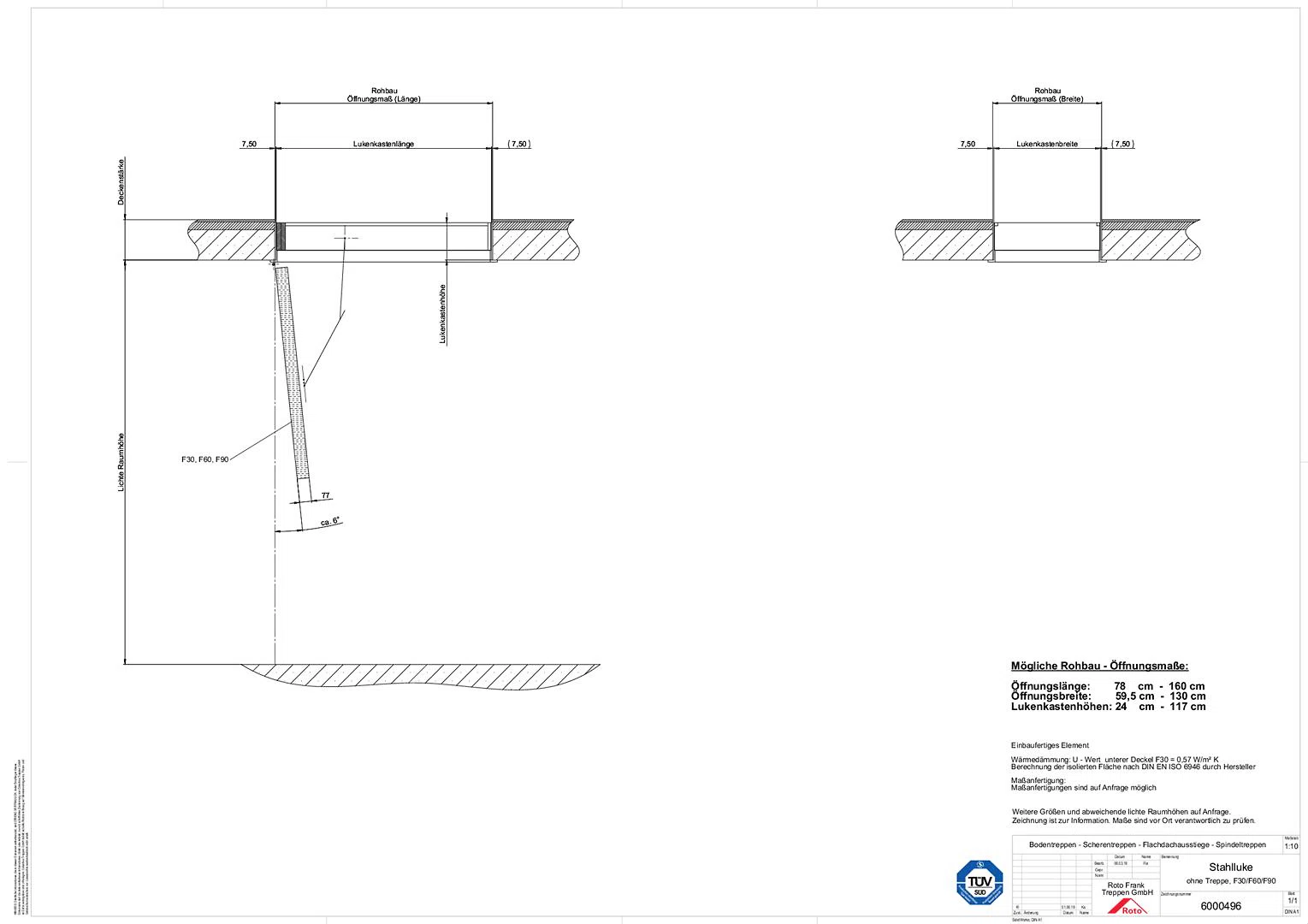 Stahlluke FEI2 30|60|90 ohne Treppe