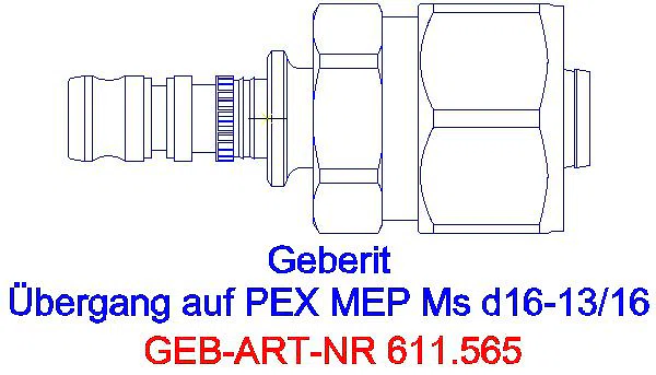 GE Mepla Übergang mit Verschraubung auf PEX-Rohre NPW d16-13/16_611.565.00.4_A