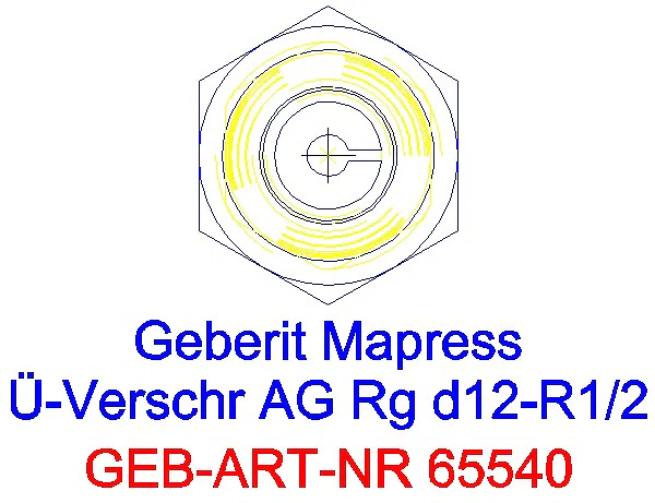 GE Mapress Kupfer Übergangsverschraubung mit AG Rg d12-R1/2_65540_L