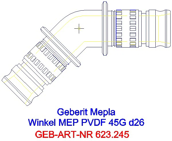 GE Mepla Winkel PVDF 45Gr d26_623.245.00.5_L