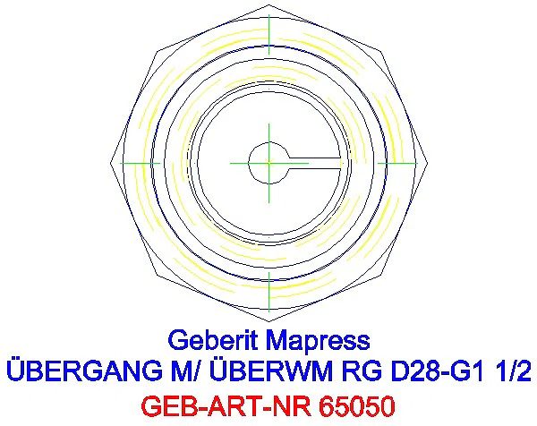 GE Mapress Kupfer Übergang mit Überwurfmutter Rg d28-G1 1/2_65050_L