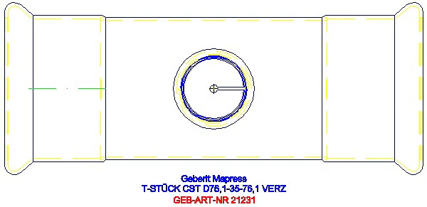 GE Mapress C-Stahl T-Stück reduziert d76,1-35-76,1 verzinkt_21231_G