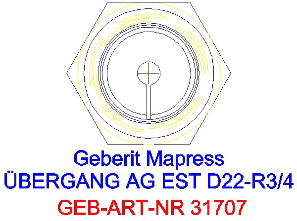 GE Mapress Edelstahl Übergang mit AG d22-R3/4_31707_L