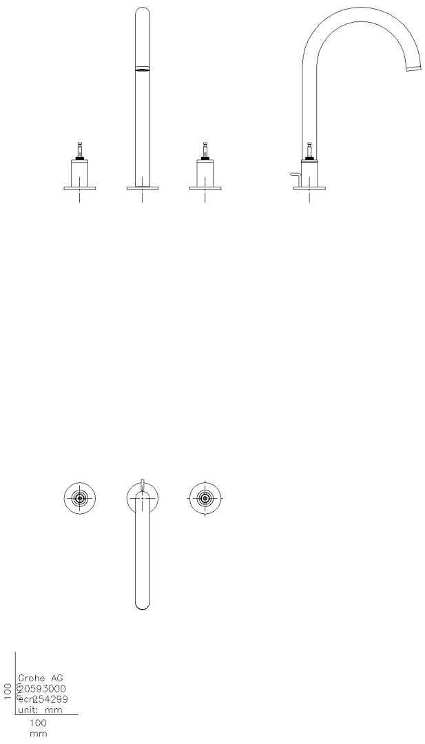 GROHE 3-L-WT-Batterie Atrio Private C. 20593 für Hebelgriffe hard graphite geb.